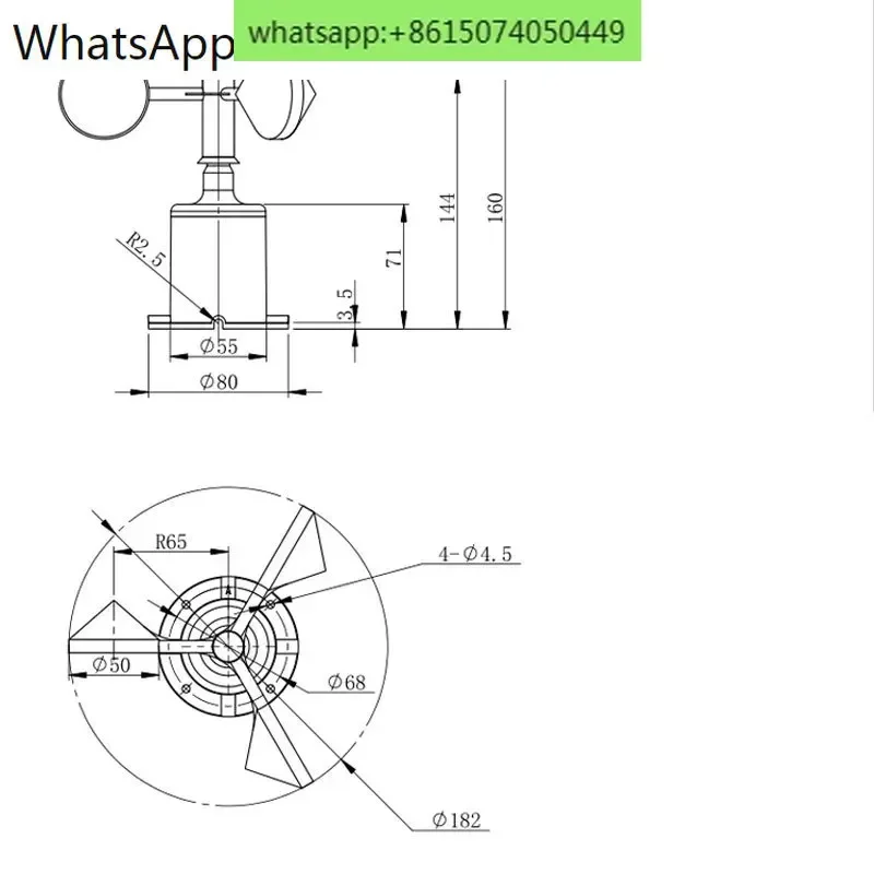 

0-5V waterproof wind speed sensor / analog output three cup anemometer 0~30m/s / ABS wind speed pulse sensor NPN PNP