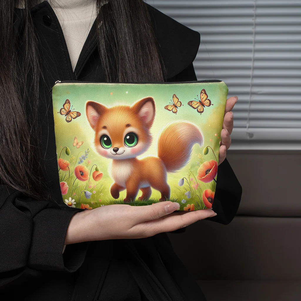 A Little Fox Make-up-Tasche – multifunktionale Damen-Reißverschlusstasche, Schmuck-Organizer-Tasche, perfekte kleine Aufbewahrungstasche mit Reißverschluss für die Reise