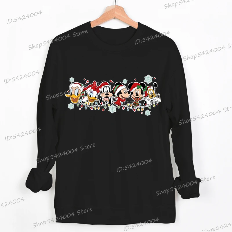 أنيمي عيد الميلاد ميكي ماوس طباعة الصوف بلوزات النساء الرجال الخريف والشتاء مريحة البلوز Crewneck الملابس النسائية