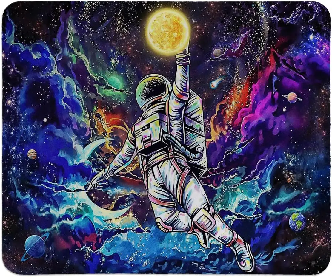 

Small Gaming Space Mouse Pad Astronaut Galaxy MousePad Desk mat Mouse mat for Desk Small Gaming accessories Square Mouse Pad