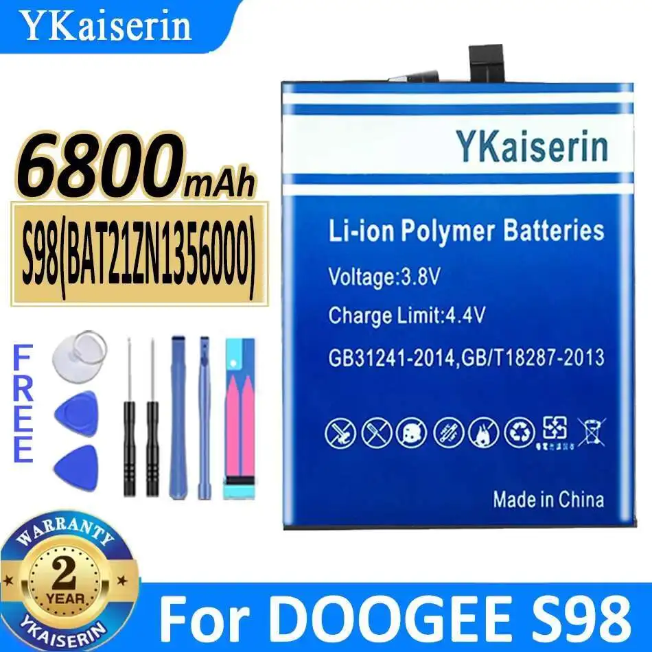 

Аккумулятор ykaisсеребрин BAT21ZN1356000 6800 мАч для DOOGEE S98 S 98 мобильный телефон Bateria