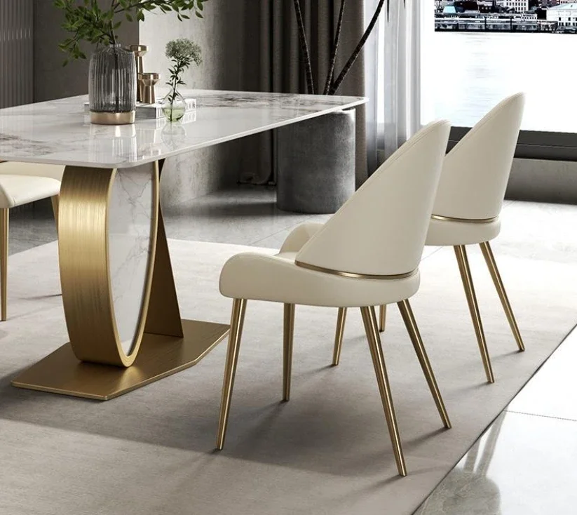 

For New Arrival Luxury Modern Stainless Steel Chair PU Leather Accent Dining Chairs for Home Hotel Restaurant