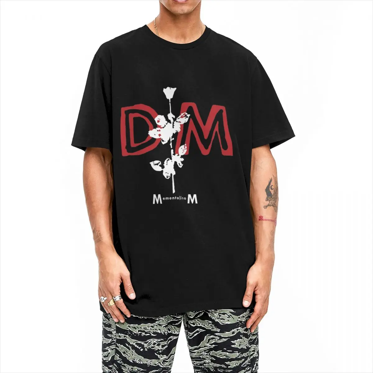 Printed DM Memento Mori T Shirt Men Round Neck Short Sleeve Tops Depeches Mode Cotton Summer TopsTops