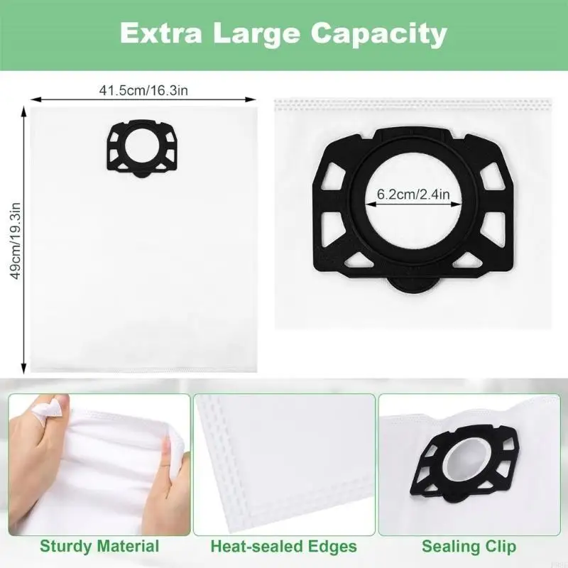 Pack F92F 18 sacs à poussière capacité d'élimination saleté à poussière texture non