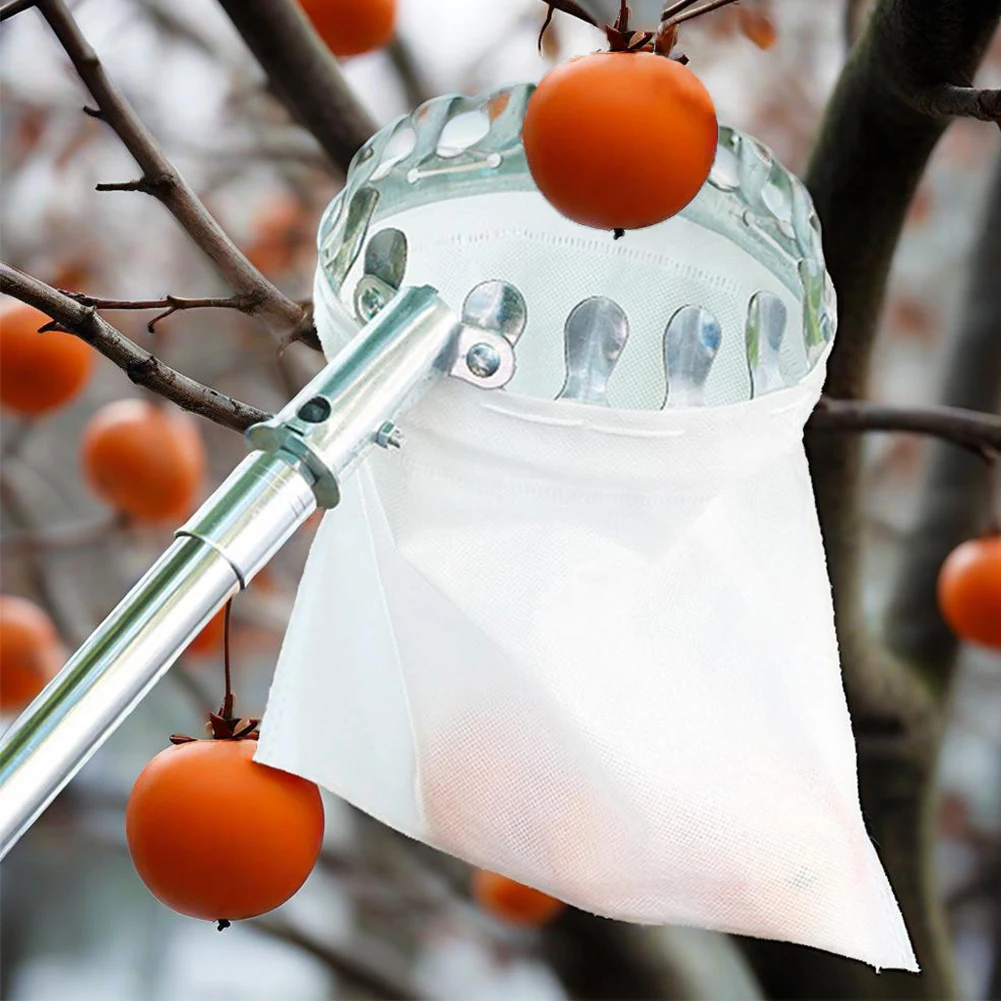 Stainless Steel Splicing Rod Fruit Picker High Tree Orchard Picking Tool Fruits Picker Tool for Apples Mango Lemon Orange