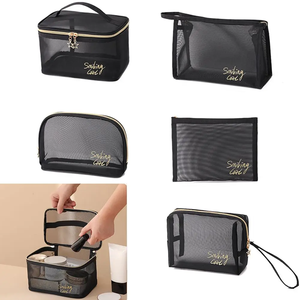 1/5Pcs Women Portable Large Capacity Makeup Pouch Toiletry Organizer Mesh Cosmetic Bag Travel Storage Case