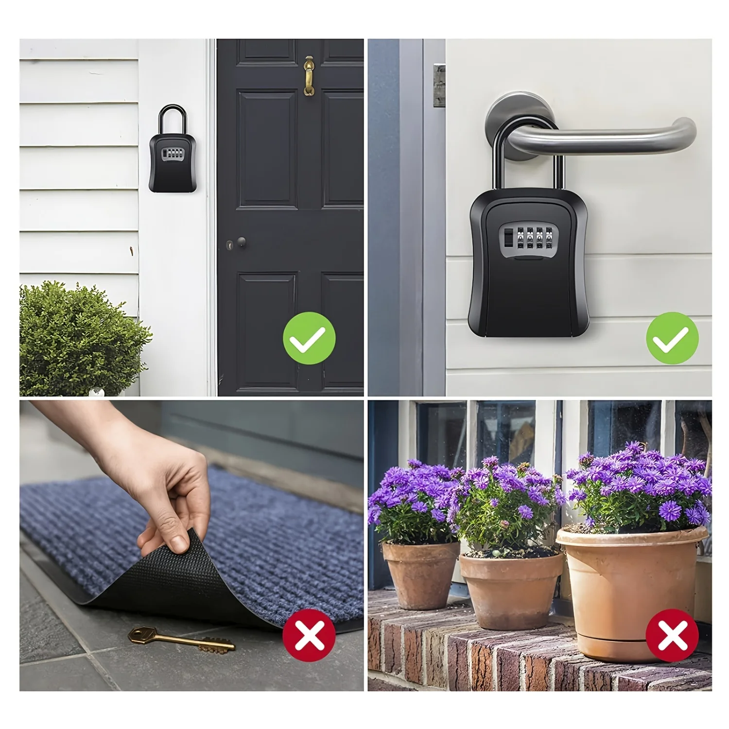 Durable 4-Position Outdoor Keybox with Weatherproof Lock - Affordable Semi-Metal Construction - Ideal for Security and Key Stora