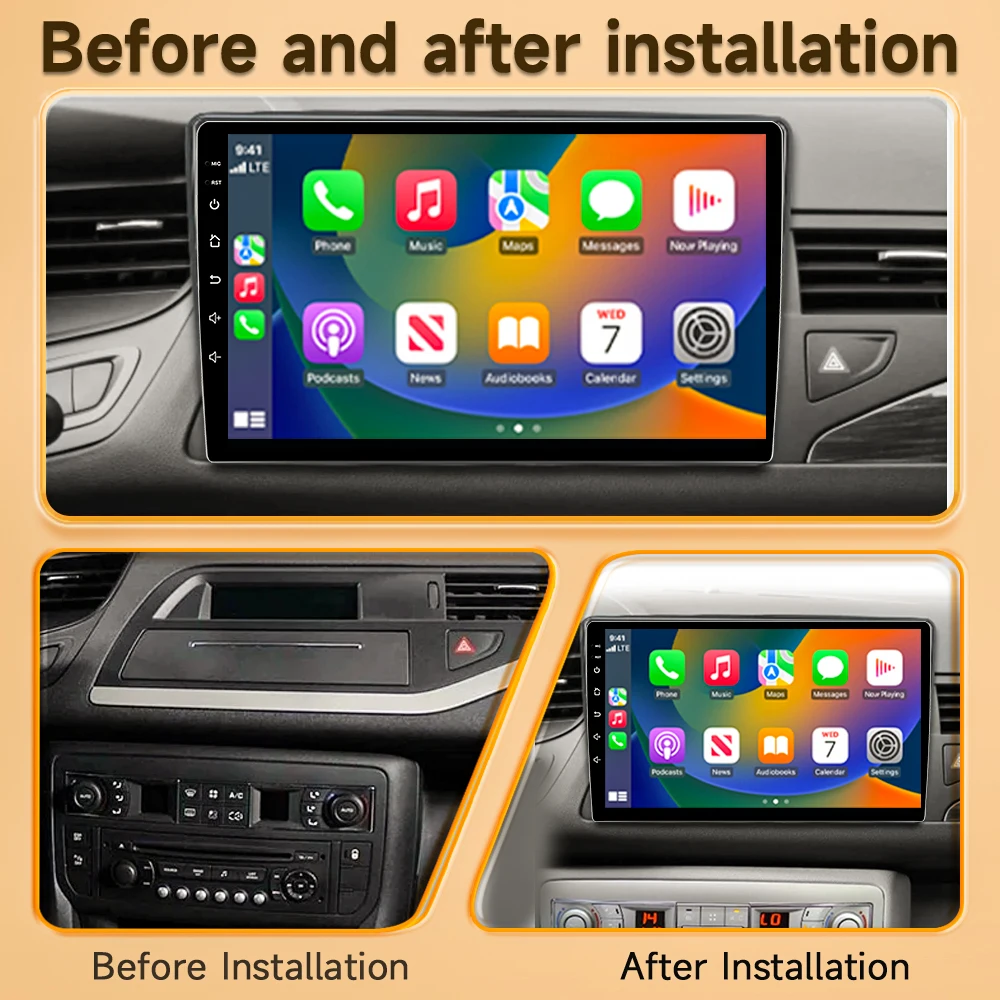 Wireless CarPlay Android Auto For Citroen C5 2008 - 2017 Navigation GPS Multimedia Player Stereo Screen No 2din Head 5G WiFi