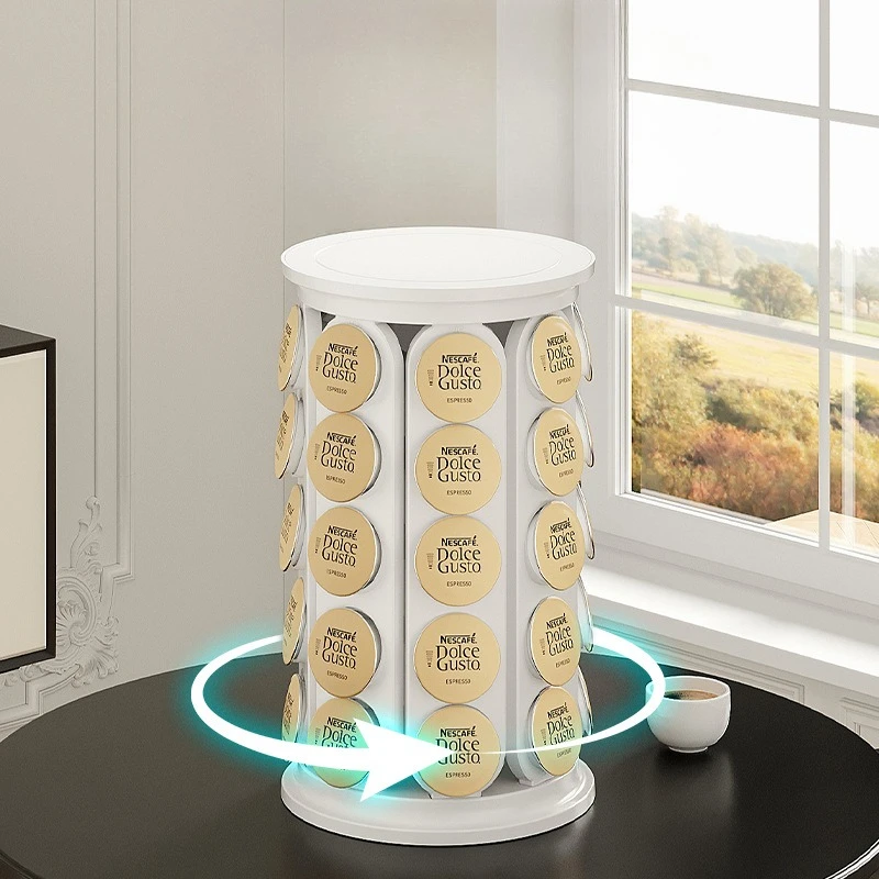 360°Rotation Coffee Capsule Holder Large Capacity 40 Pods Plastic Coffee Storage Rack Coffee Capsule Organizer K Cup Holder Home