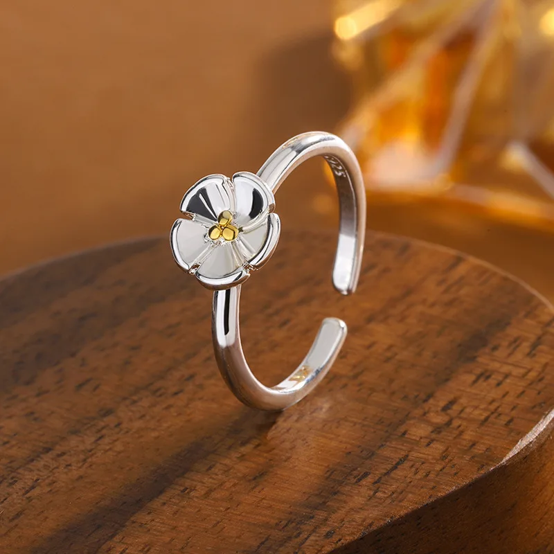 

Новые изысканные модные простые эстетические кольца из стерлингового серебра 925 пробы с маленькими свежими вишневыми цветами R003