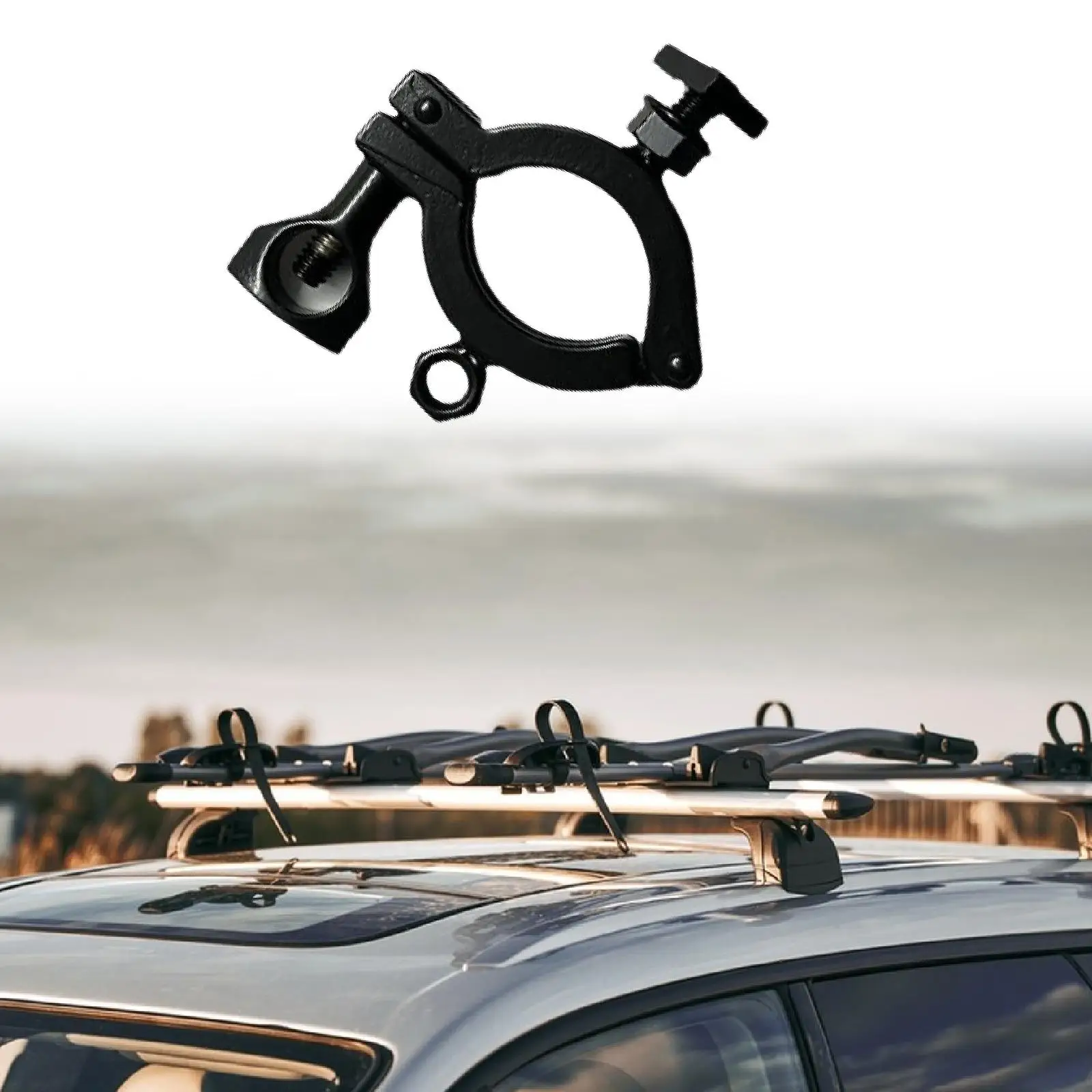 Heavy Duty Metal Scoop Mounting Clamp Roof Rack Accessory Organizer Tool Holder for Car Roof Storage Solution