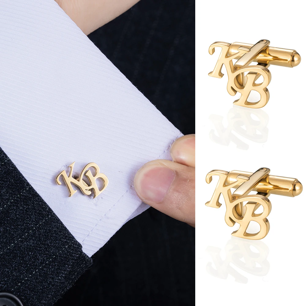 Gemelos Personalizados Boda Letter Name Cufflinks For Mens Jewelry Gifts Custom Initials Cuffs Buttons Wedding Groom