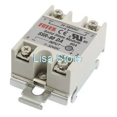 60A Gray Metal Base Solid State Relay w DIN Rail SSR-60DA Input DC 3-32V