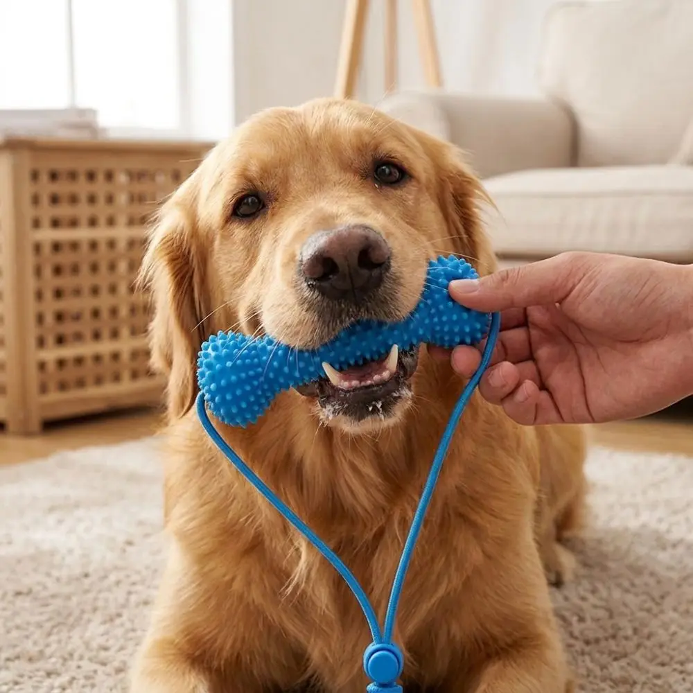 Bite-Resistant Dog Teething Stick with Rope Chew-resistant Dog Chew Stick Anti-choking Interactive Dog Interactive Tug