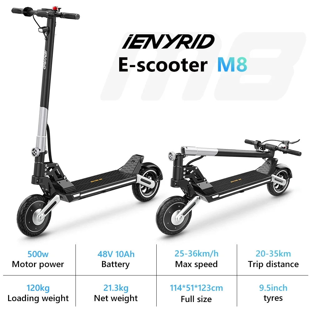 Electric Scooter IENYRID IE-M8 500W Motor 48V 10AH Aluminum battery Foding E-Scooter Adult With Seat Phone APP Electric Scooters