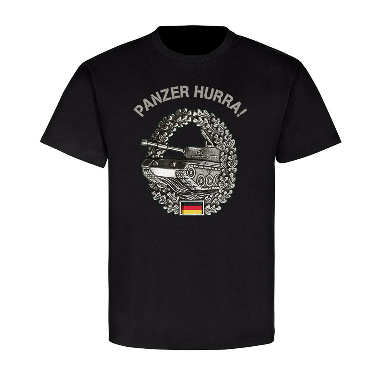 German Armored Division Barrett Panzer Hurra Badge T-Shirt 100% Cotton O-Neck Summer Short Sleeve Casual Mens T-shirt Size S-3XL