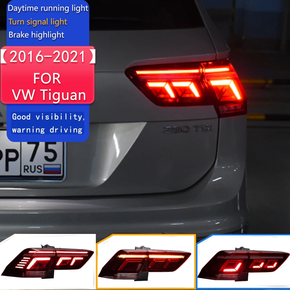 

Автомобильные фары для VW Tiguan, светодиодный задний фонарь 2016-2021, новый задний фонарь Tiguan DRL, динамический сигнал заднего хода, автомобильные аксессуары