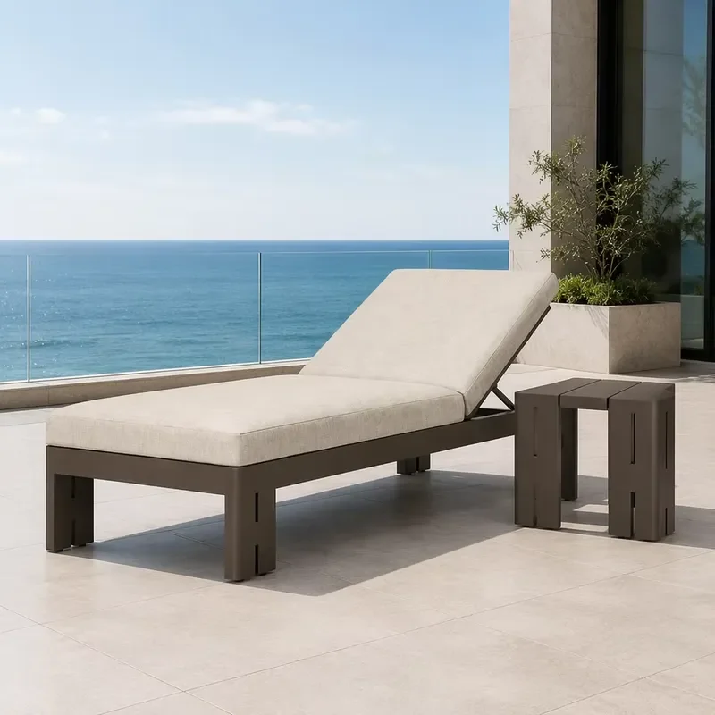 High-end outdoor lounge chair waterproof, rust-proof and durable, suitable for hotel swimming pools and resort sunbathing