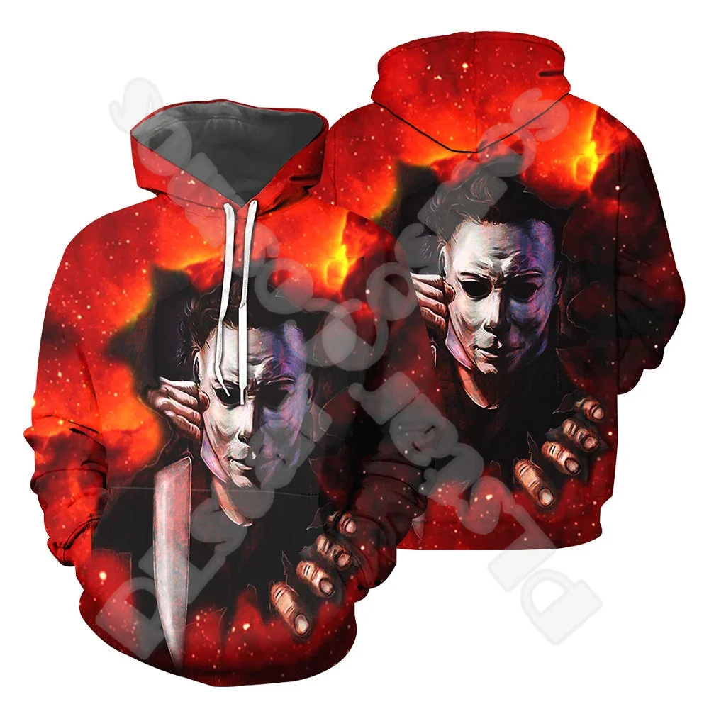 

Halloween Cosplay Horror Thriller Movie Michael Myers Retro Vintage 3DPrint Pullover Harajuku Casual Funny Hoodies Jacket V18