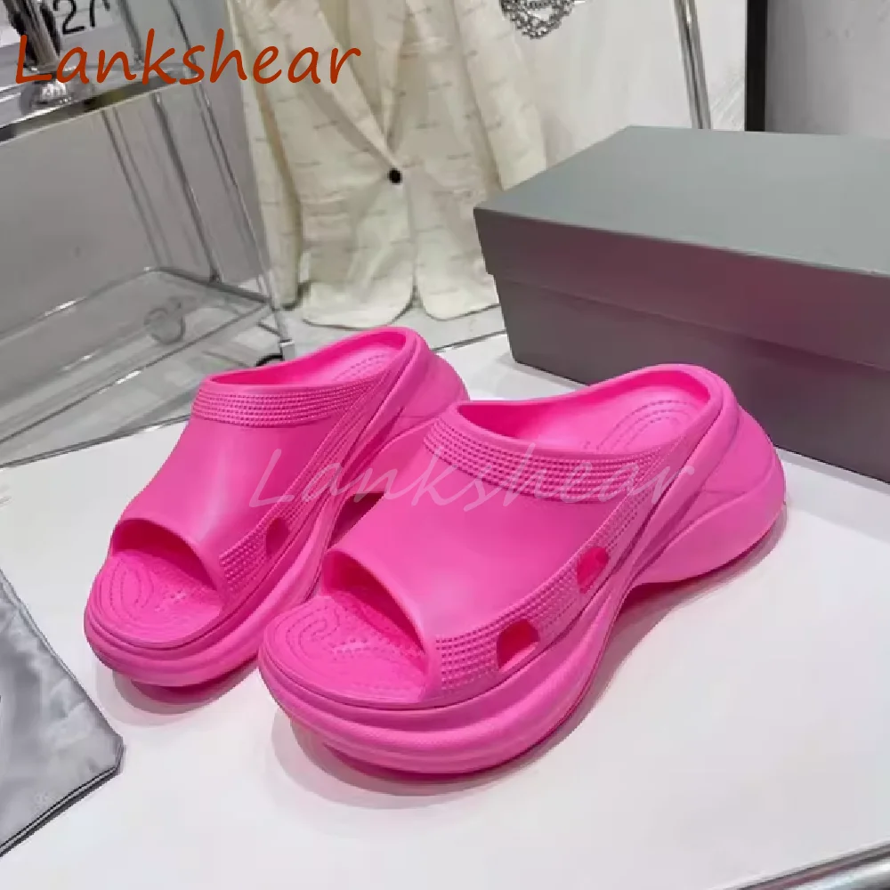 Round Toe Height Increasing Women Slippers Solid Summer Casual Niche Design Slingback Outwear Fashion Women Shoes New Arrivals