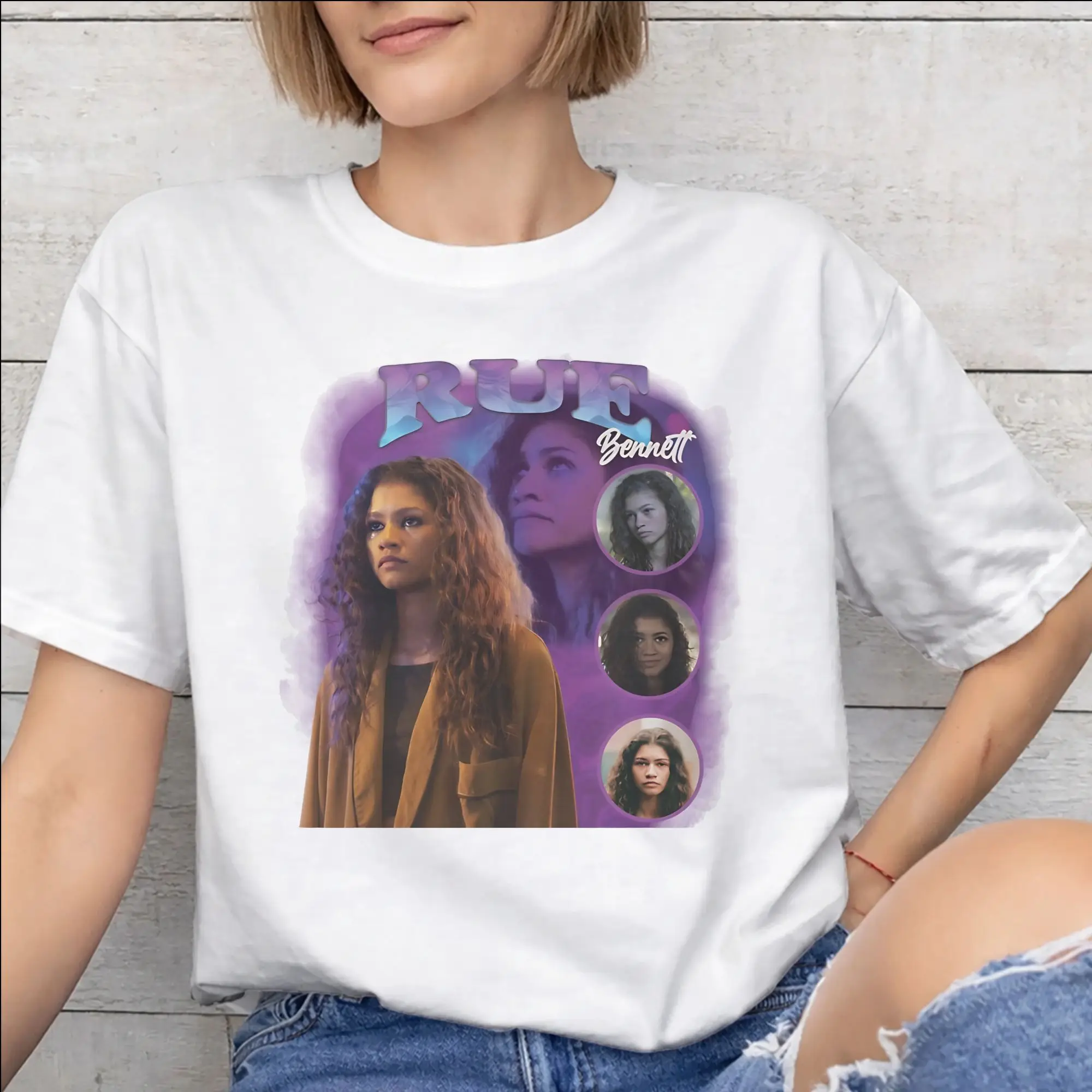 Ruby Rue Zendaya Tee Shirt for Men Women Graphic Printing T Shirts  100% Cotton Clothes