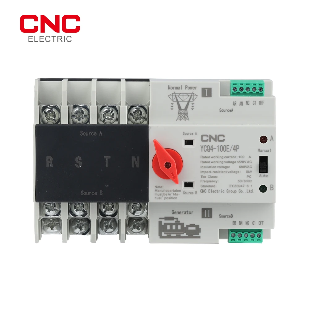 

CNC 3-фазный Din-рейка ATS Dual Power автоматический переключатель, электрические переключатели непрерывного питания 4P 63a/100A