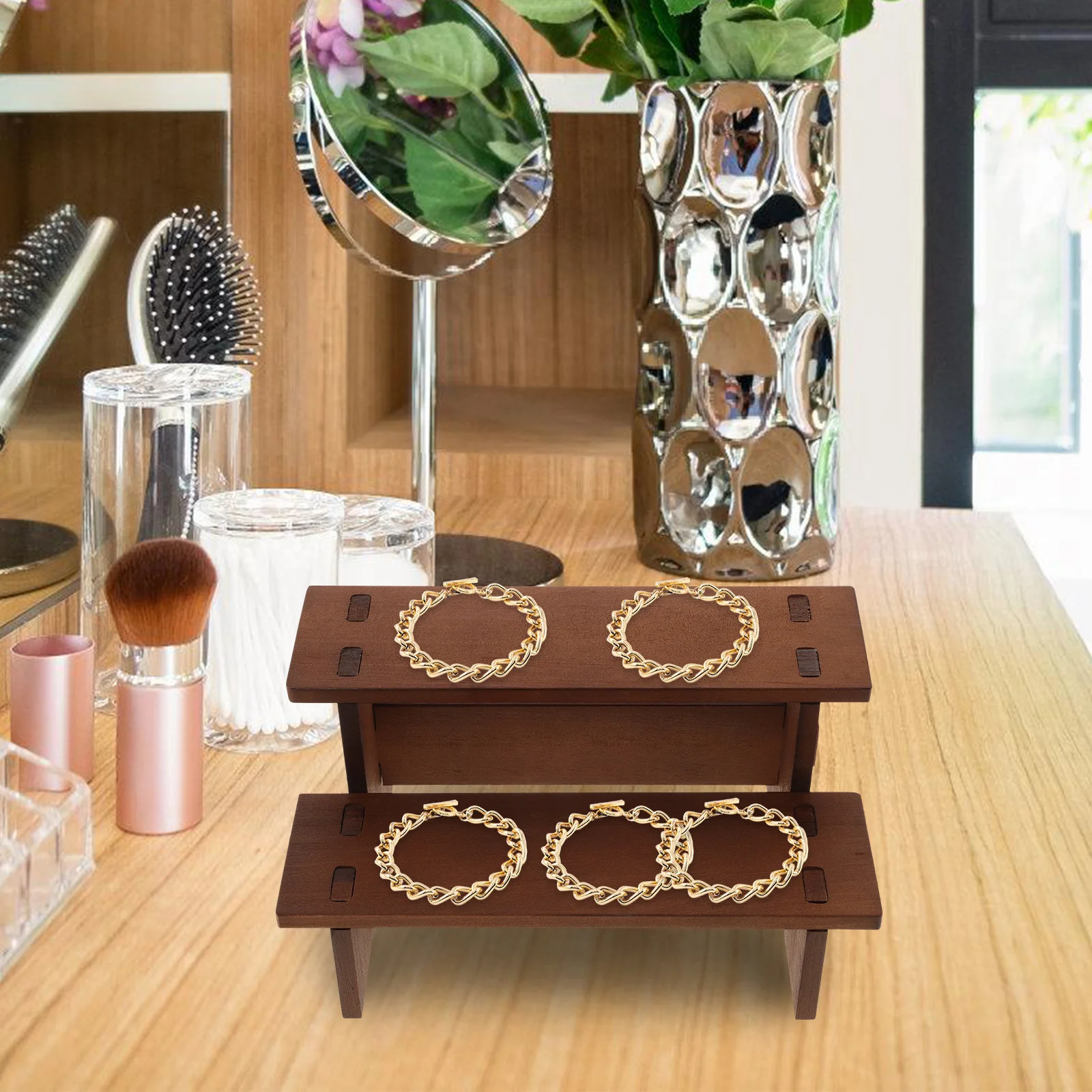 Wooden Display Natural Bracelet Bracelet Storage Holder Storage Holder Jewelry Organizer For Watches Hairpins Tabletop Rack