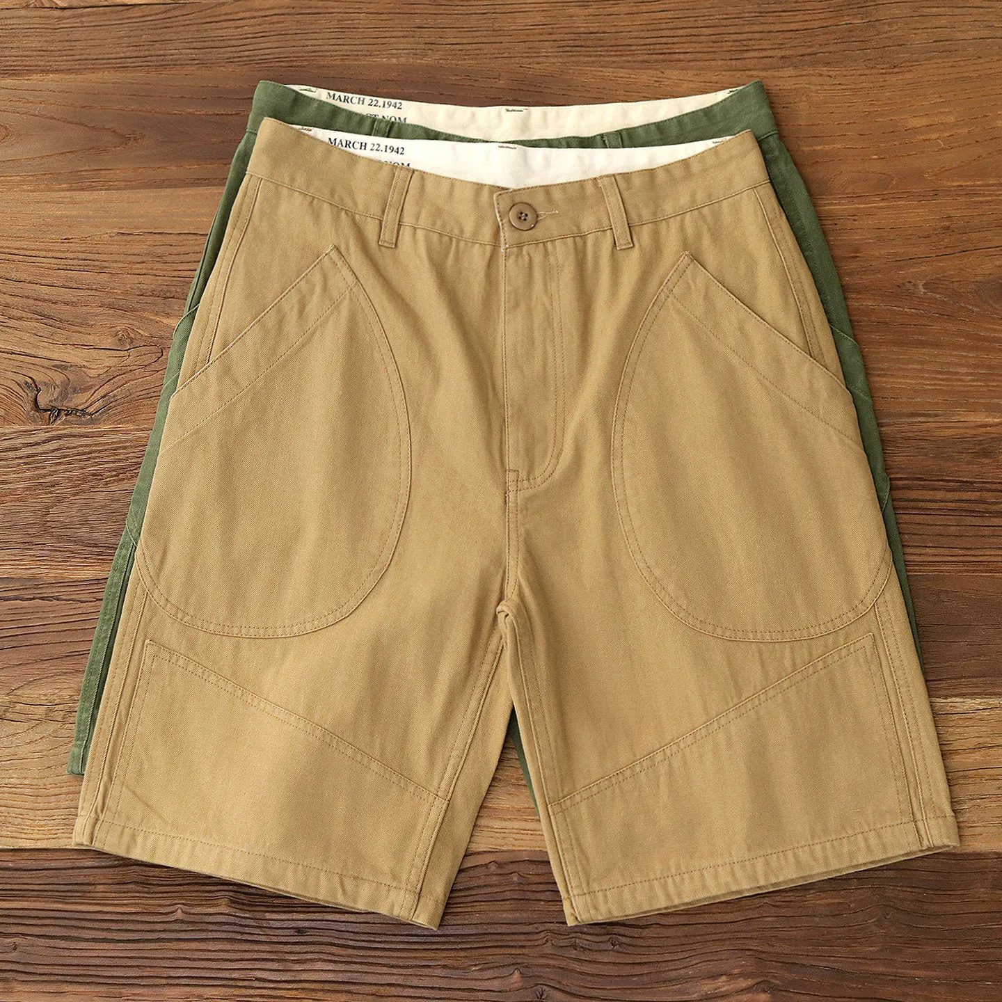 6803 Summer New American Retro Twill Deck Cargo Shorts Men's 100% Cotton Herringbone Pattern Loose Straight Casual 5-point Pants