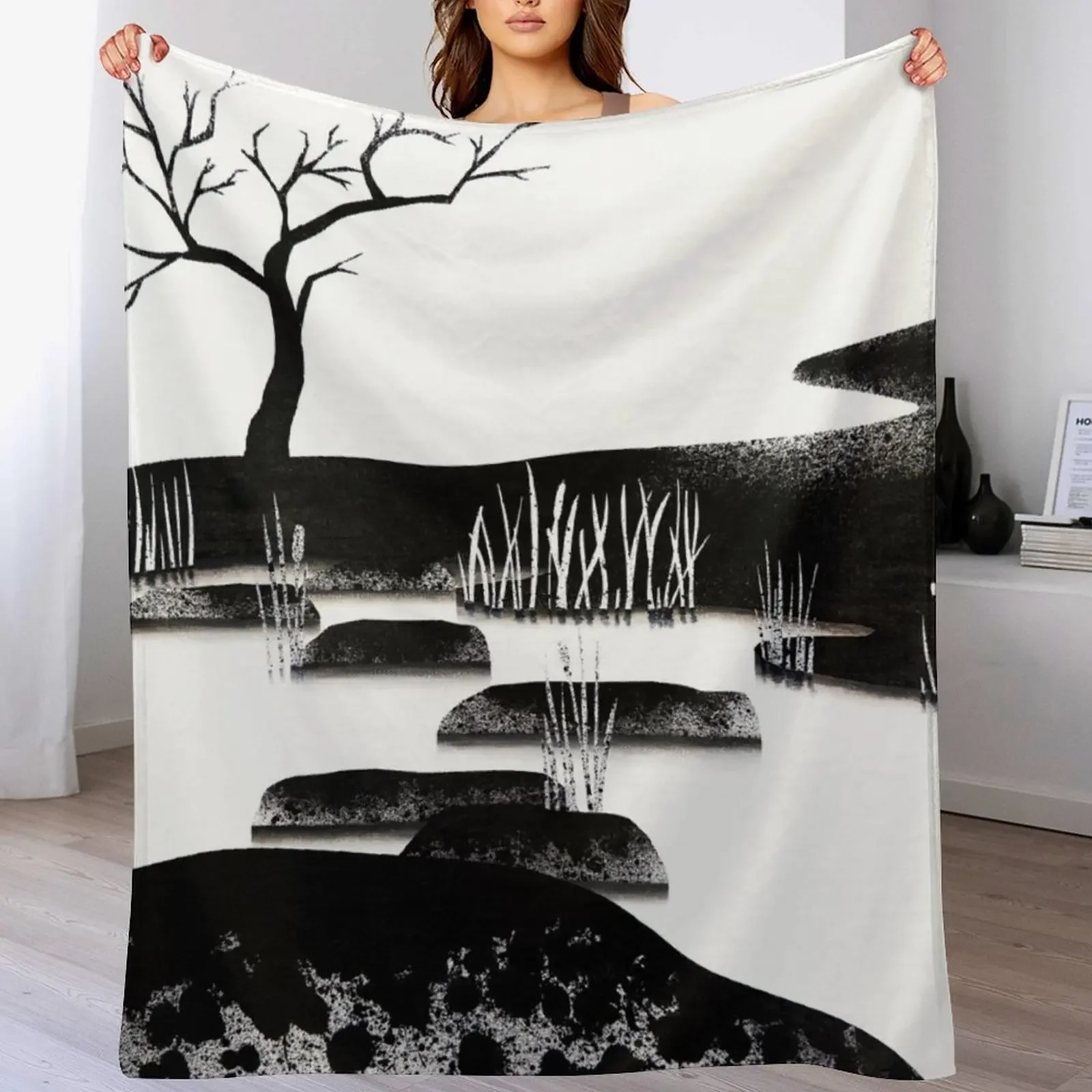 Contrast Throw Blanket Stylish Warm Blanket for Living Room Bedroom