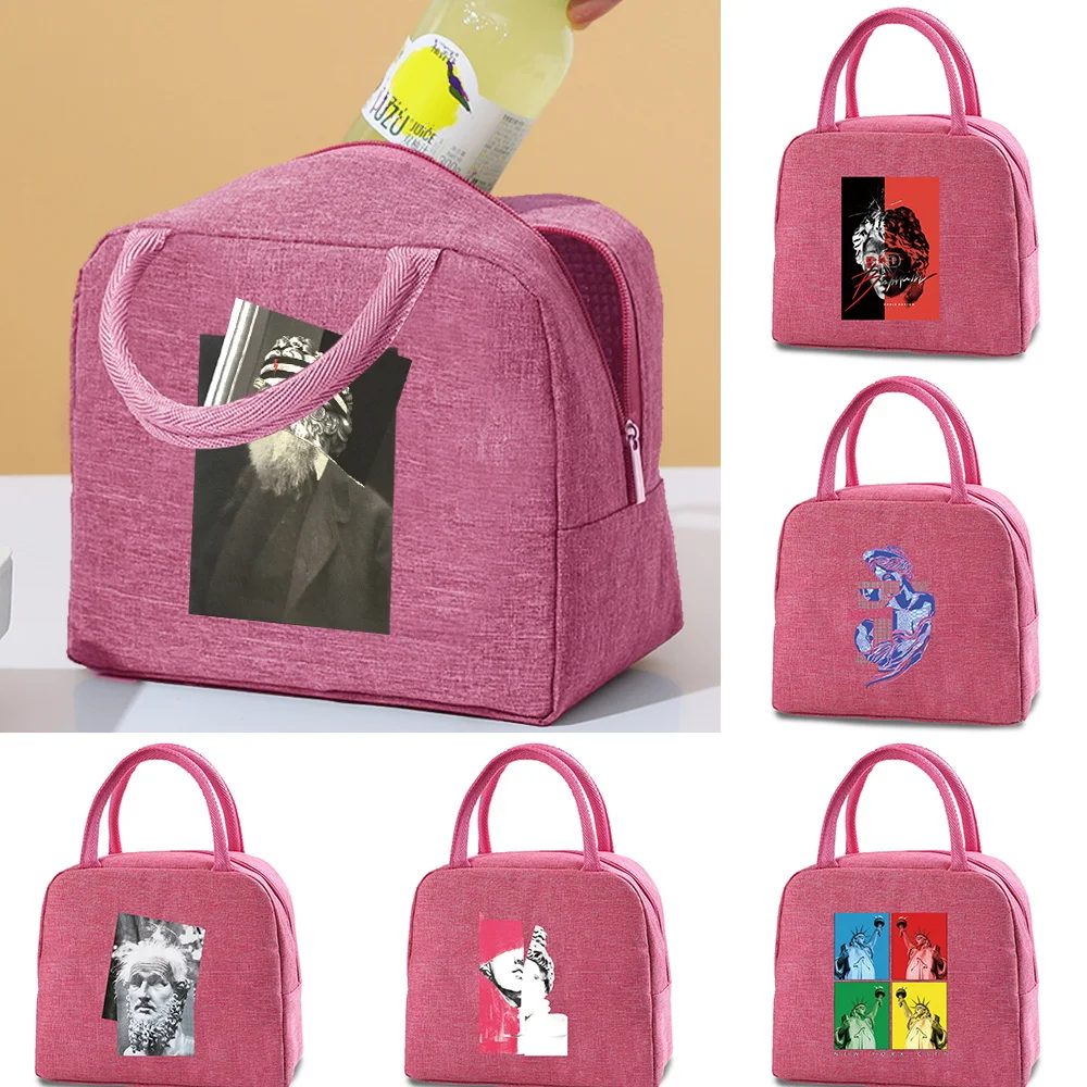 Sculpture Print Lunch Bags New Cooler Picnic Bag Fashion Lunch Bag School Food Insulated Dinner Box  Bag Camping Canvas Handbags