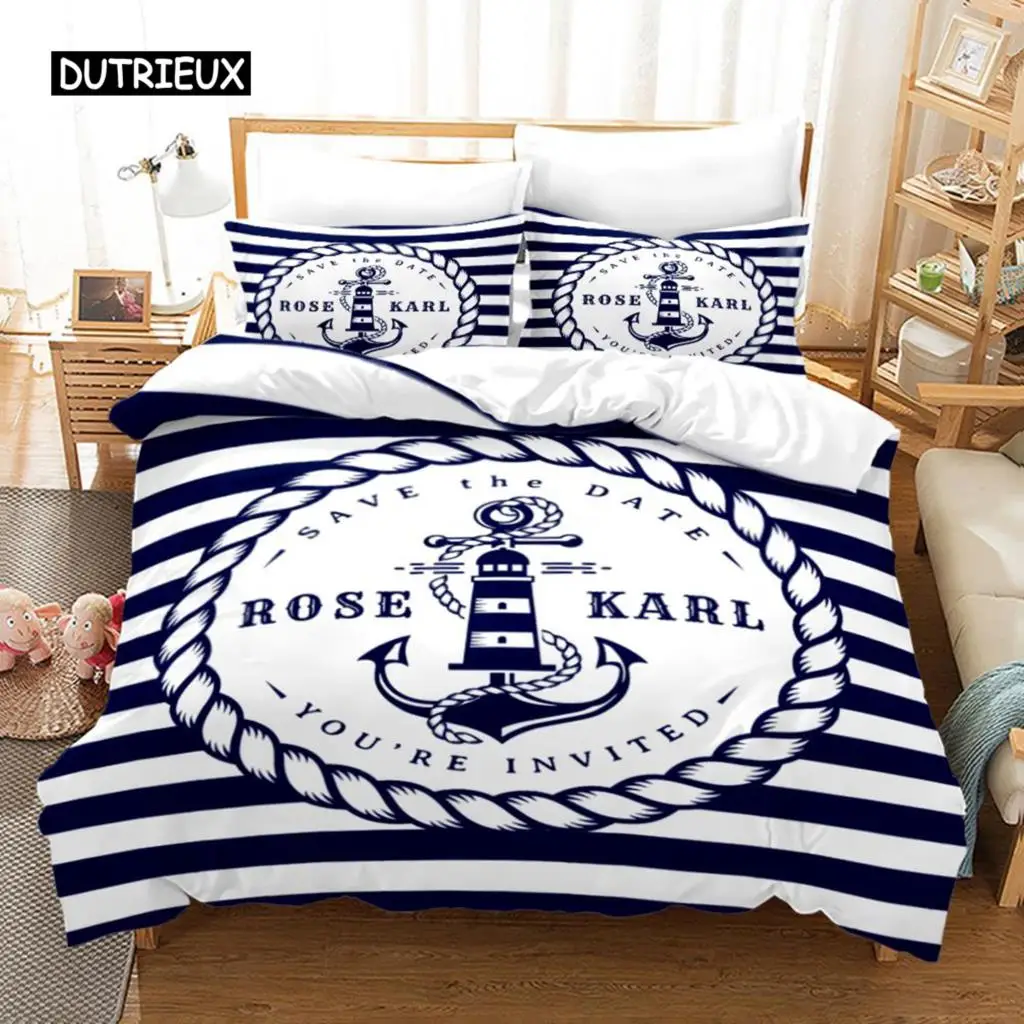 

Bedding Sets Marine Anchor Pattern Duvet Cover Set Nautical Pirate Themed Anchor Bedroom Comfort Cover Decor For Boy Teens Kids