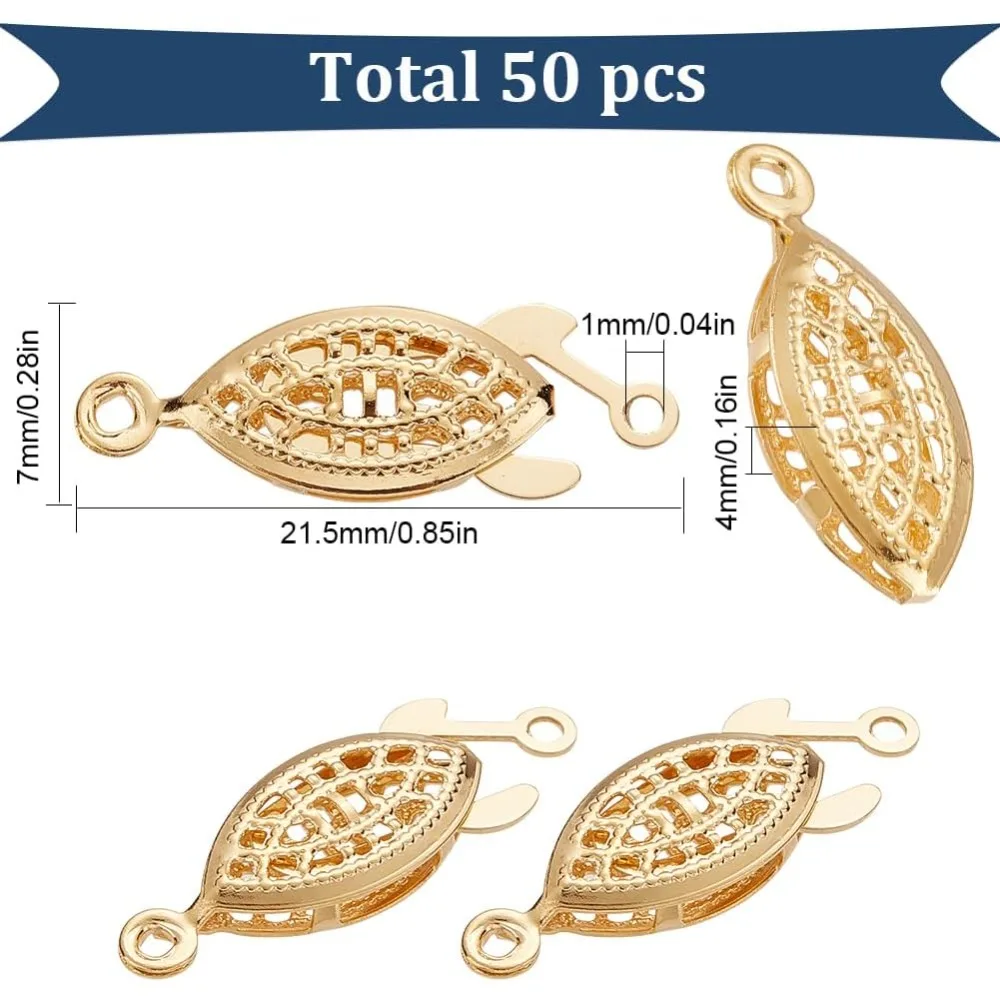 1 Box 50 Sets Real 24k Gold Plated Fish Hook Clasp Filigree Necklace  Filigree Jewelry Slide Necklace Bracelet