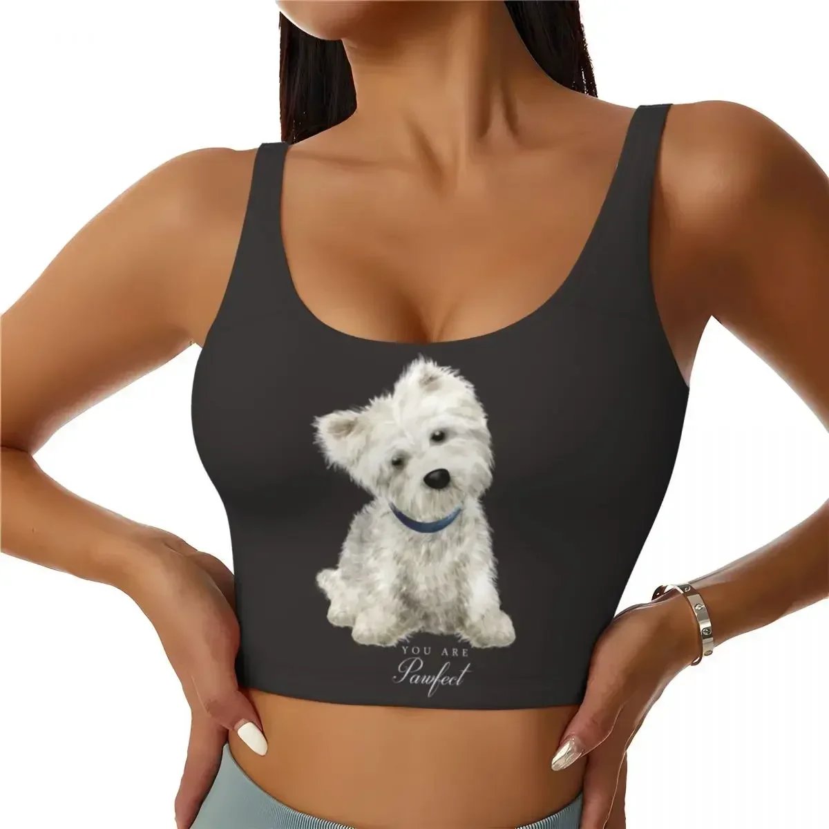 

Custom Westie West Highland White Terrier Dog Sports Bra Women High Impact Workout Yoga Crop Top