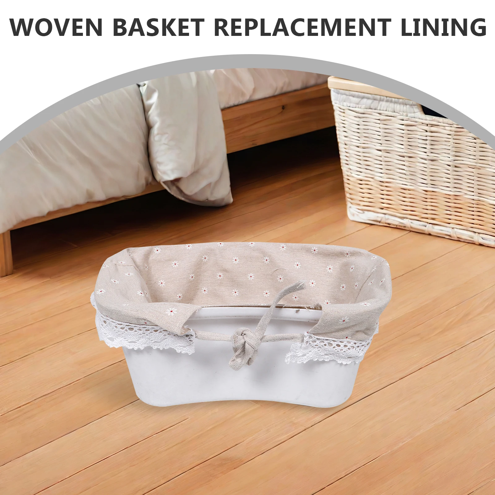 

Rattan Basket Liner Replacement Fabric Cloth Insert Washable Reusable for Wicker Picnic Basket Farmhouse Boho Storage Liners