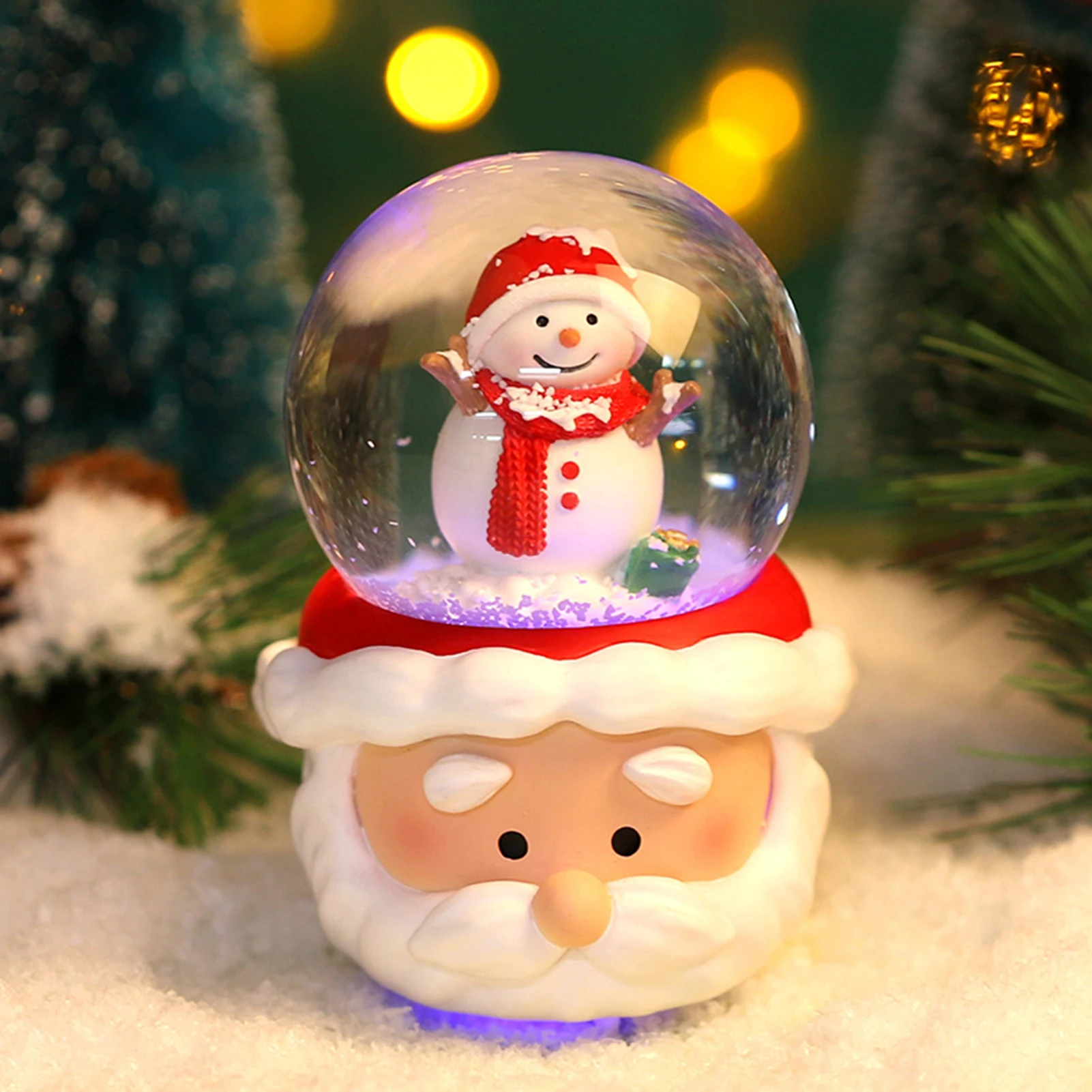 Christmas Snow Globe Ornament Special Design Luminous Decorations for Table Bookshelf Fireplace