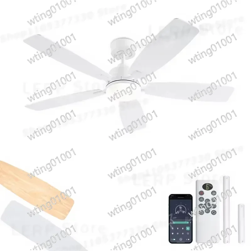 for 52 inch Ceiling Fan with Light Remote DC Motor 35W Pure Copper Blade Ventilation for Living Room Bedroom Dining Area