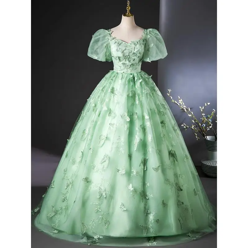 

Vestidos 15 Quinceanera Dresses Butterfly Bow Ball Gown Sweet Puff Sleeve Party Dress Elegant Sweetheart Prom Gown Customized