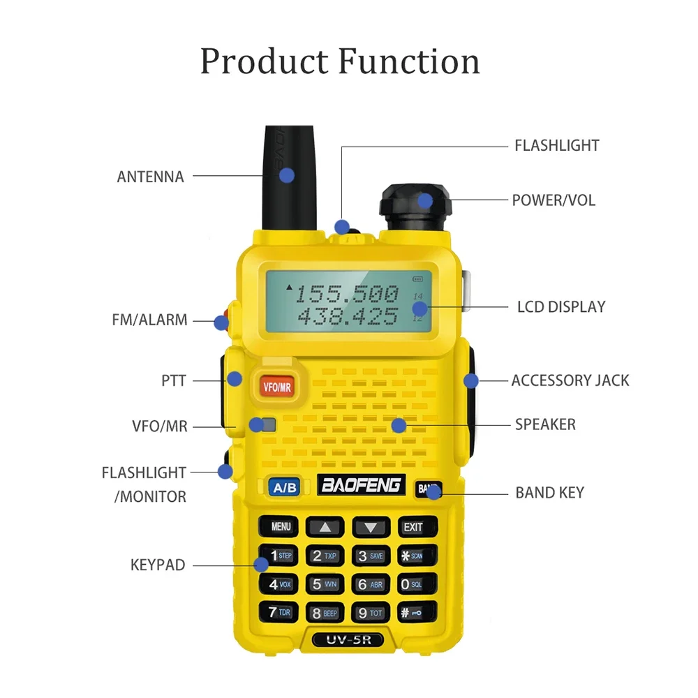 Baofeng uv 5r walkie talkie estação de rádio em dois sentidos presunto boafeng rádio 2pcs poderoso dupla vhf/uhf walike-talkies para a caça 10km