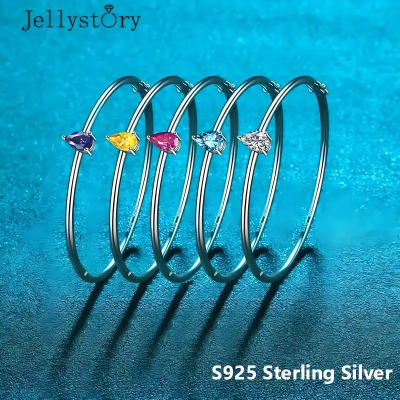 1 Carat D Color Pear-Shaped Moissanite Bracelet Solid S925 Silver Minimalist Niche Light Luxury High-End Style for Women Gift