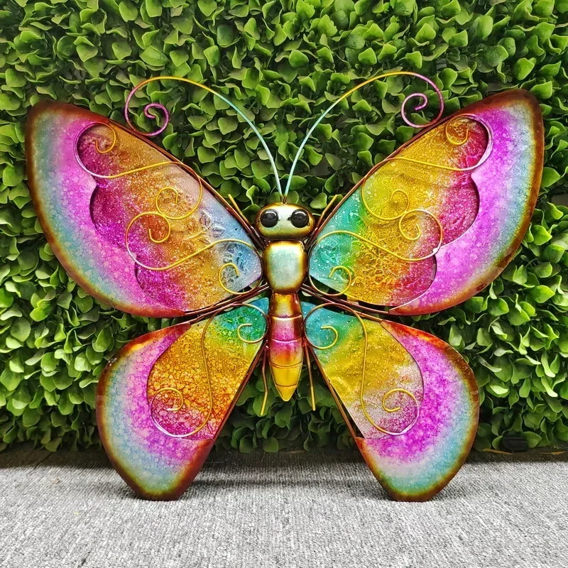 Interior decoration wall living room room aisle hanging ornaments warm 2D three-dimensional painting butterfly iron crafts