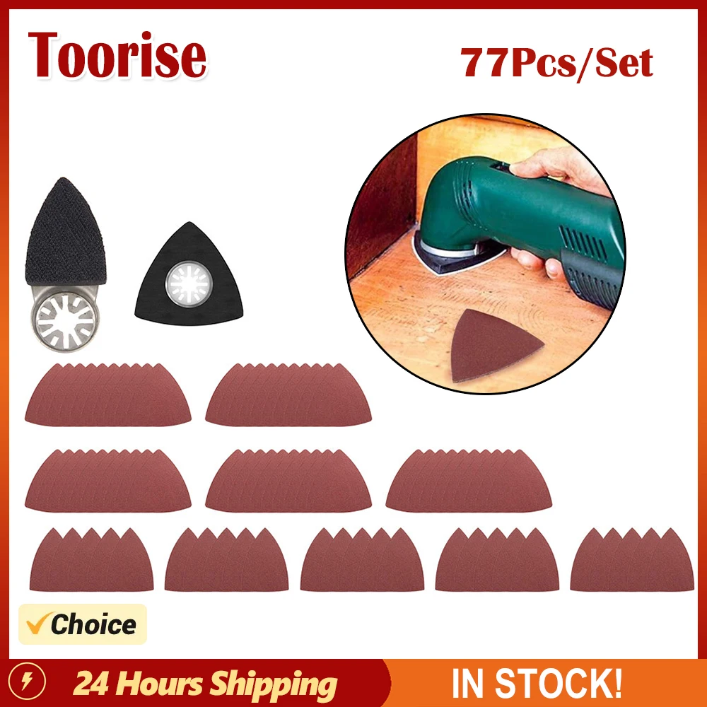 

77PCS/Set Sand Pad Assorted Set 60/80/120/180/240 Grits Finger Sanding Sandpaper Pad Triangular Sand Pad Oscillating Power Tool