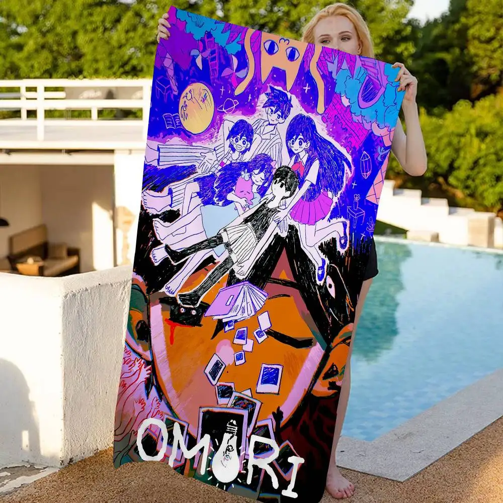 Classic Hot Horror Video Game Omori Anime Beach Swimming Towel Soft Absorbent Washcloth Gifts for Kids Travel Camping Gym