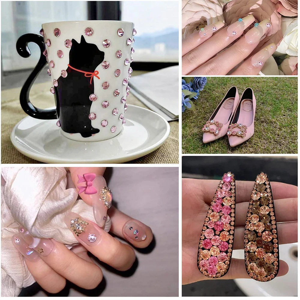 1000 قطعة غير الإصلاح الساخن الراين 2/3/4 مللي متر الراتنج المستديرة فلاتباك كريستال حجر الراين لتقوم بها بنفسك مسمار الفن مجوهرات الملابس زينة الغراء على