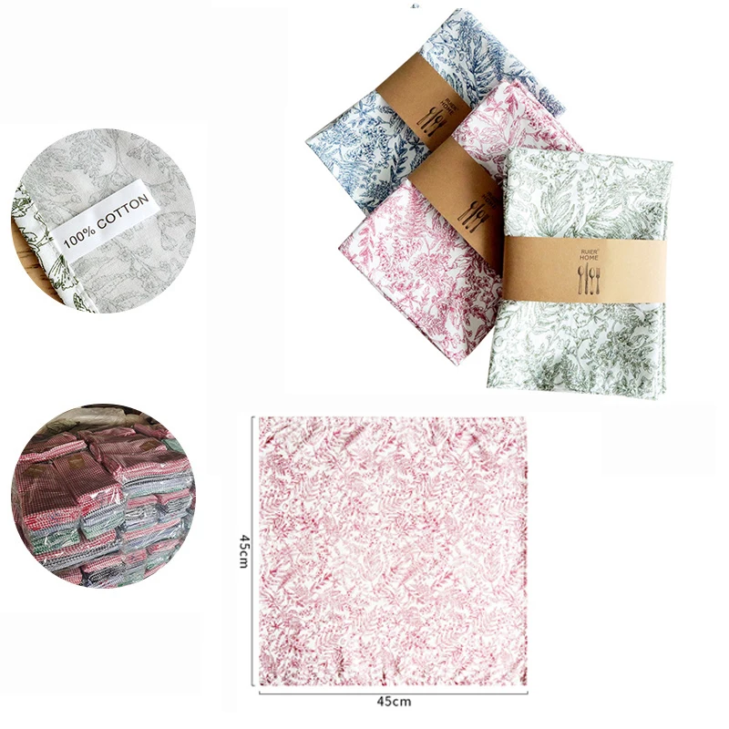 1Piece 45*45cm Dinner Napkin Printed Square Cloth Napkins 100% Cotton Fall Dinner Napkins Thanks Giving Christmas Table Napkin
