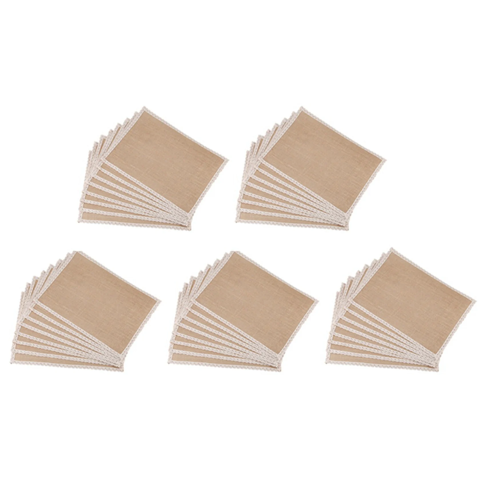 

ABMI-40Pcs Linen Table Mat Lace Placemat Set Natural Jute Woven Tableware Mat Wedding Party Decoration,