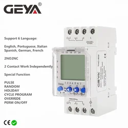 GEYA THC-822 Conversational Programmable Minuterie 2 Canal Changement Contacts Minuterie Numérique Commutateur avec Batterie 16A 220V 110V