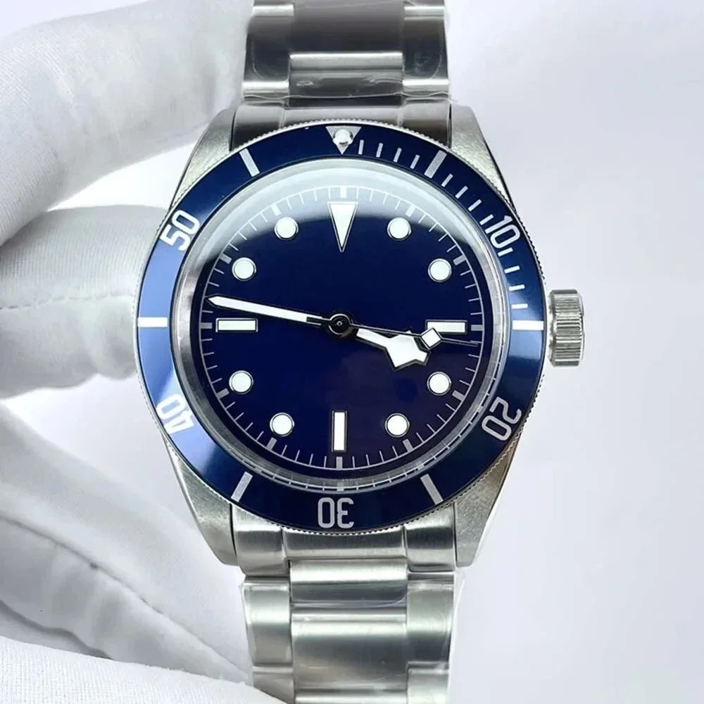 ساعة ميكانيكية أوتوماتيكية فاخرة للرجال سوار من الفولاذ المقاوم للصدأ بإطار من السيراميك الأسود مخصصة #6