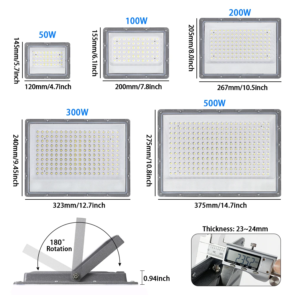 50W 100W 200W 300W 500W Led Floodlight Outdoor IP66 Waterproof 220V Reflector LED Garden Lighting Street Lamp Wall Flood Lights image 2