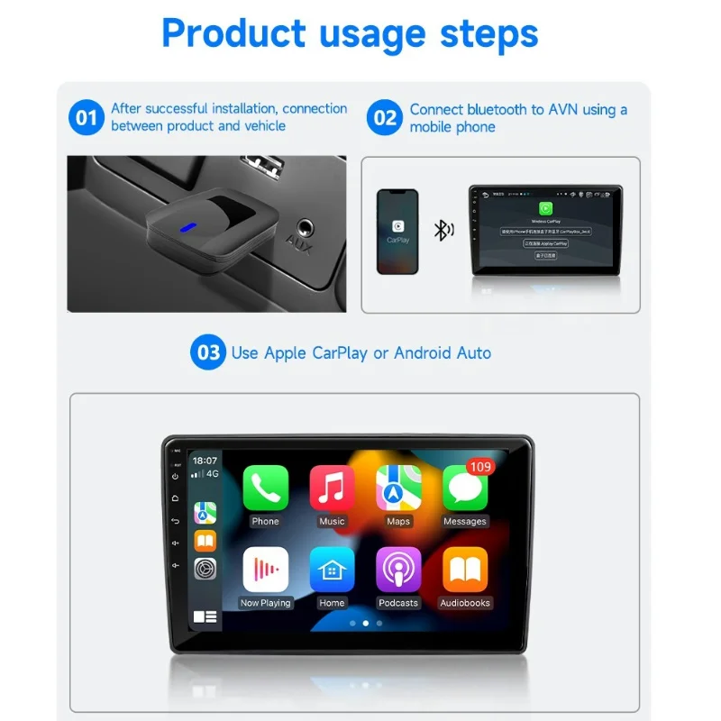 2 in1 nuovo Wireless CarPlay Android Auto Wireless Adapter Smart Mini AI Box Plug And Play WiFi Fast Connect universale per Nissan