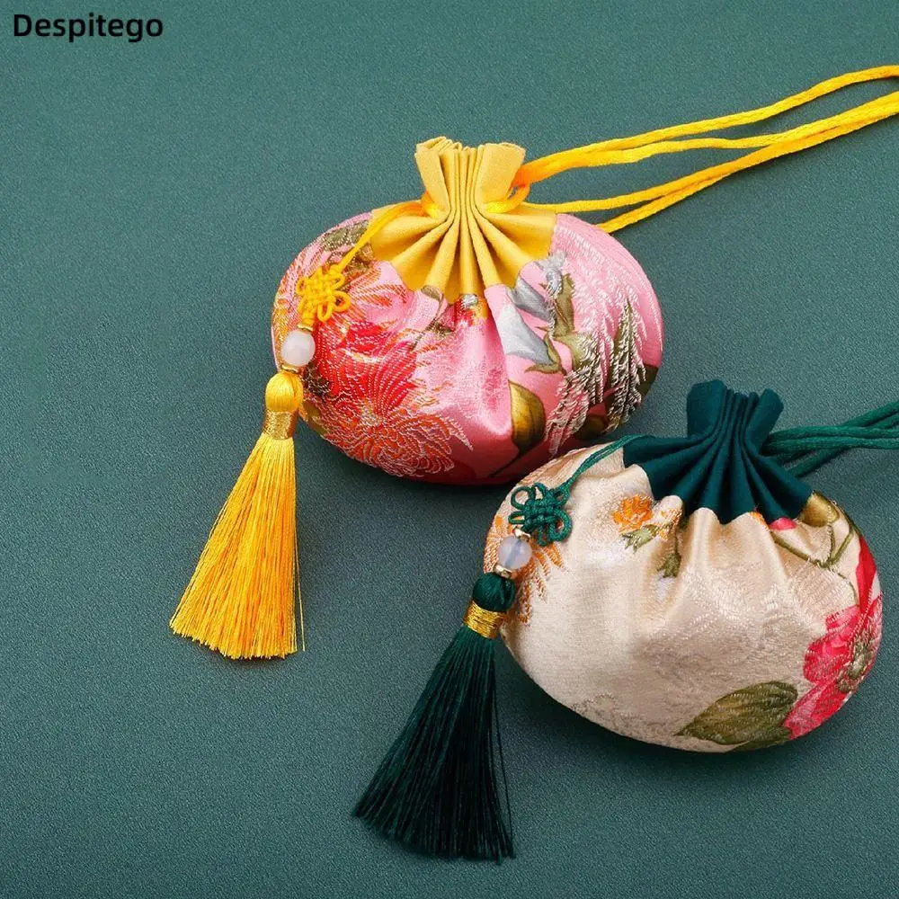 Bolsita con patrón de flores para Festival, bolso de joyería de estilo étnico, monedero pequeño, bolso de bendición